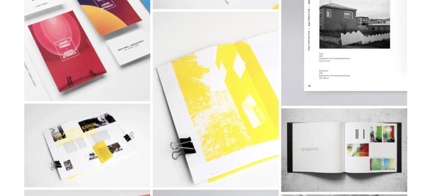 An organized multicolor image collage with photos of stationary and products.