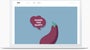A laptop with an animation of an eggplant encouraging healthy eating for happiness.