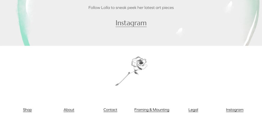 A webpage with a flower sketch on and an Instagram link.