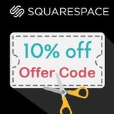 Squarespace 10% off Offer Code with clip art scissors cutting coupon