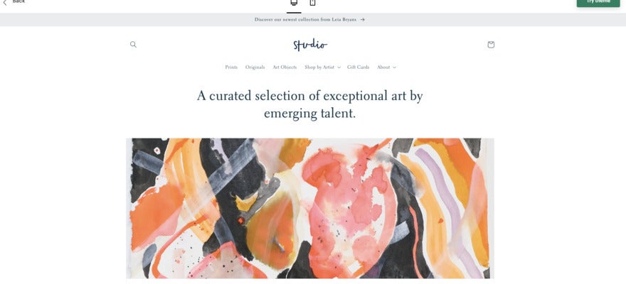 A simple landing page with a beautiful watercolor front and center.