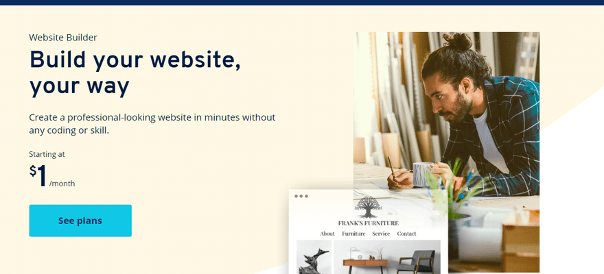 IONOS homepage encouraging users to view its plans