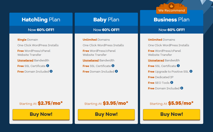hostgator shared pricing page
