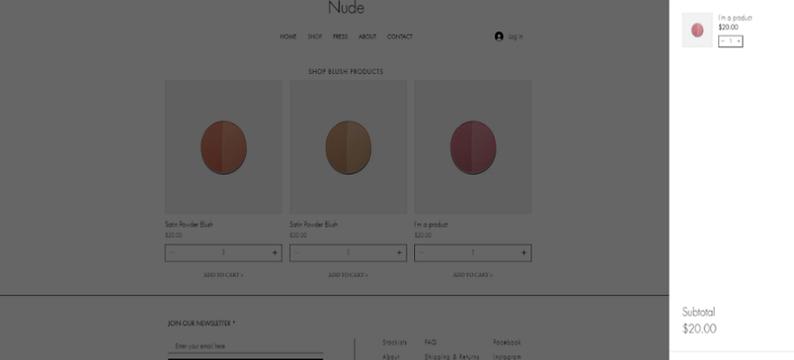 wix nude makeup store template