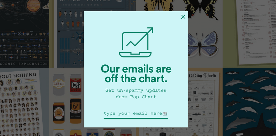Pop Chart email best print on demand shopify examples