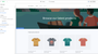 an online store in the editor with a banner illustration of two people by a lake with graphic t-shirts below