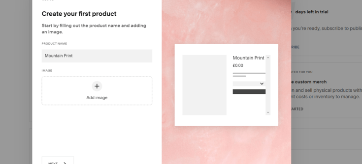 A page showing how to add a product to Squarespace's online store.
