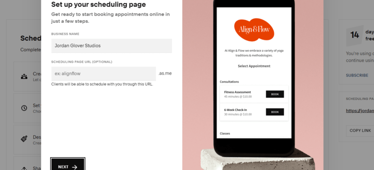 A page showing how to set up bookings on your Squarespace website.