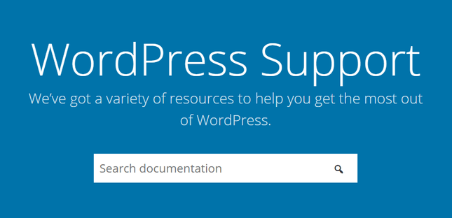 WordPress support search bar blue background