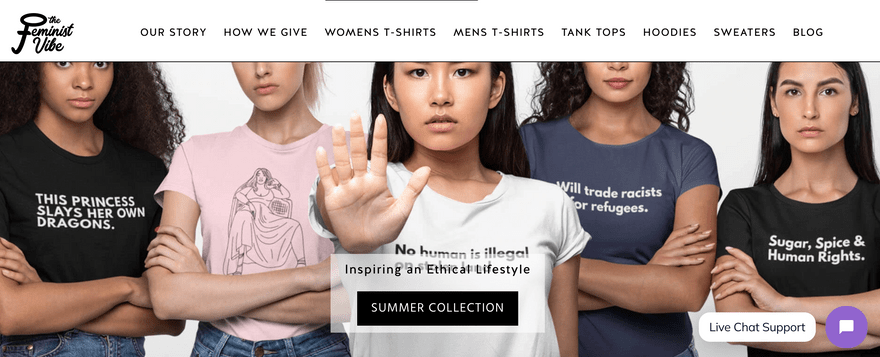 The Feminist Vibe best print on demand shopify examples