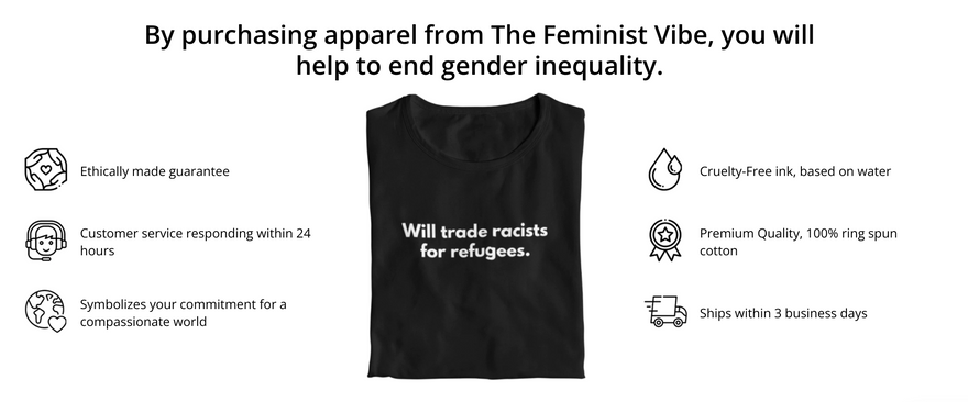 The Feminist Vibe homepage best print on demand shopify examples