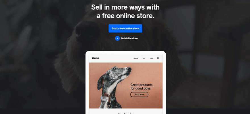 Square Online homepage inviting readers to build an online store