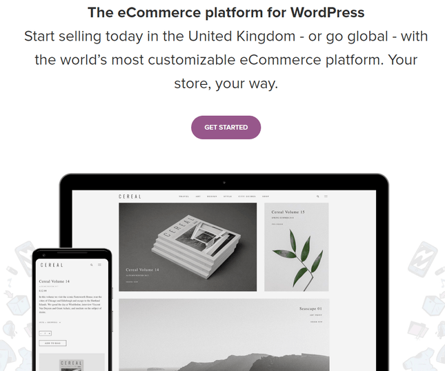 wordpress plugin ad for woocommerce showing both desktop and mobile display